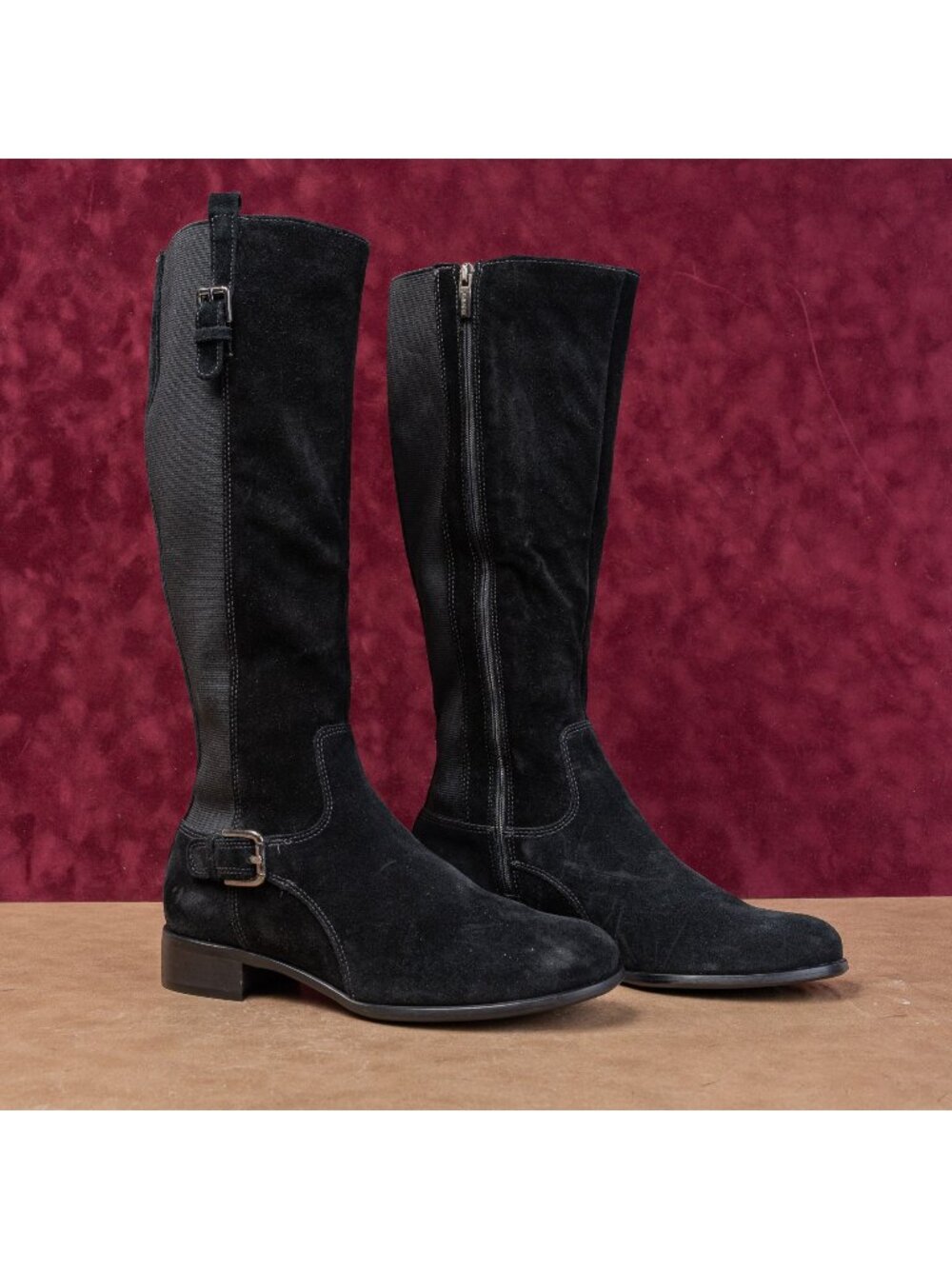 La Canadienne Saint Women Stretch Black Leather Knee Riding Equestrian Boots 8.5